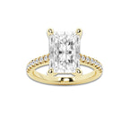 5.30 ctw Radiant Lab-Grown Diamond Hidden Halo Side Stone Engagement Ring in 18K Yellow Gold for Women | Colorless D, VVS1 Clarity, IGI Certified 5.00 ct Center Diamond