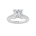 2.41 ctw Princess Lab-Grown Diamond Pave Engagement Ring in Platinum for Women | D Color, VVS1 Clarity, IGI Certified 2.00 ct Center Diamond