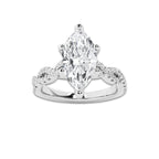 1.75 ctw Marquise Lab-Grown Diamond Twisted Shank Engagement Ring in 14K White Gold for Women | E Color, VS1 Clarity, IGI Certified 1.50 ct Center Diamond