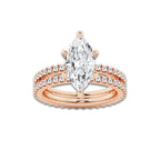 3.39 ctw Marquise Lab-Grown Diamond Double Row Diamond Engagement Ring in 14K Rose Gold for Women | Colorless E, VS1 Clarity, IGI Certified 2.50 ct Center Diamond