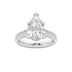 3.93 ctw Pear Lab-Grown Diamond Pave Engagement Ring in Platinum for Women | D Color, VVS1 Clarity, IGI Certified 3.50 ct Center Diamond