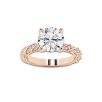 7.42 ctw Round Lab-Grown Diamond Twisted Band Engagement Ring in 14K Rose Gold for Women | Colorless D, VVS1 Clarity, IGI Certified 7.00 ct Center Diamond