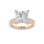 6.66 Ct Princess Lab-Grown Diamond Half Eternity Engagement Ring in 14K Rose Gold for Female, Colorless (D), VVS1 Clarity | IGI Certified, 6.00 Ct Center Diamond