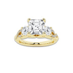 1.98 ctw Asscher Lab-Grown Diamond Side Stone Engagement Ring in 14K Yellow Gold for Women | Colorless D, VVS1 Clarity, IGI Certified 1.50 ct Center Diamond