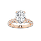 1.94 ctw Oval Lab-Grown Diamond Twisted Band Engagement Ring in 14K Rose Gold for Women | Colorless E, VS1 Clarity, IGI Certified 1.50 ct Center Diamond
