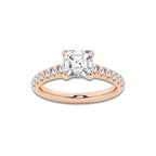1.91 ctw Asscher Lab-Grown Diamond Pave Engagement Ring in 14K Rose Gold for Women | E Color, VS1 Clarity, IGI Certified 1.50 ct Center Diamond