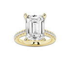 8.44 ctw Emerald Lab-Grown Diamond Hidden Halo Side Stone Engagement Ring in 18K Yellow Gold for Women | Colorless D, VVS1 Clarity, IGI Certified 8.00 ct Center Diamond