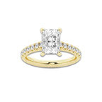 2.41 ctw Radiant Lab-Grown Diamond Pave Engagement Ring in 14K Yellow Gold for Women | E Color, VS1 Clarity, IGI Certified 2.00 ct Center Diamond