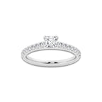 0.89 ctw Asscher Lab-Grown Diamond Pave Engagement Ring in 14K White Gold for Women | E Color, VS1 Clarity, IGI Certified 0.50 ct Center Diamond