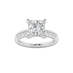 3.54 ctw Princess Lab-Grown Diamond Side Stone Engagement Ring in 14K White Gold for Women | Colorless D, VVS1 Clarity, IGI Certified 3.00 Ct Center Diamond