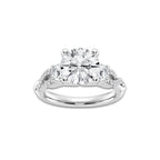 7.61 ctw Round Lab-Grown Diamond Side Stone Engagement Ring in 14K White Gold for Women | Colorless E, VS1 Clarity, IGI Certified 7.00 ct Center Diamond