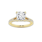 8.66 ctw Asscher Lab-Grown Diamond Split Shank Side Stone Engagement Ring in 14K Yellow Gold for Women | Colorless D, VVS1 Clarity, IGI Certified 8.00 ct Center Diamond