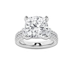 8.96 ctw Cushion Lab-Grown Diamond Three Stone Double Row Engagement Ring in 14K White Gold for Women | E Color, VS1 Clarity, IGI Certified 8.00 ct Center Diamond
