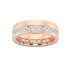2 ctw Round Lab Grown Diamond High Polish Men's Eternity Band - 6.7mm Width 14K Rose Gold, DE, VS1
