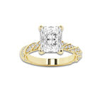 3.92 ctw Radiant Lab-Grown Diamond Twisted Band Engagement Ring in 14K Yellow Gold for Women | Colorless D, VVS1 Clarity, IGI Certified 3.50 ct Center Diamond