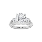 1.48 ctw Round Lab-Grown Diamond Side Stone Engagement Ring in 14K White Gold for Women | Colorless E, VS1 Clarity, IGI Certified 1.00 ct Center Diamond