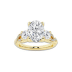 2.62 ctw Oval Lab-Grown Diamond Side Stone Engagement Ring in 14K Yellow Gold for Women | Colorless E, VS1 Clarity, IGI Certified 2.00 ct Center Diamond