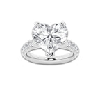 7.55 ctw Heart Lab-Grown Diamond Pave Engagement Ring in Platinum for Women | D Color, VVS1 Clarity, IGI Certified 7.00 ct Center Diamond