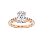1.91 ctw Oval Lab-Grown Diamond Pave Engagement Ring in 14K Rose Gold for Women | D Color, VVS1 Clarity, IGI Certified 1.50 ct Center Diamond