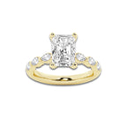2.98 ctw Radiant Lab-Grown Diamond Marquise Side Stone Engagement Ring in 14K Yellow Gold for Women | Colorless E, VS1 Clarity, IGI Certified 2.50 ct Center Diamond