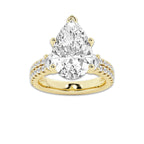 6.96 ctw Pear Lab-Grown Diamond Three Stone Double Row Engagement Ring in 14K Yellow Gold for Women | E Color, VS1 Clarity, IGI Certified 6.00 ct Center Diamond
