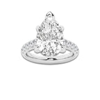 6.55 ctw Pear Lab-Grown Diamond Pave Engagement Ring in Platinum for Women | E Color, VS1 Clarity, IGI Certified 6.00 ct Center Diamond