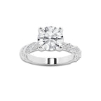 3.92 ctw Round Lab-Grown Diamond Twisted Band Engagement Ring in 14K White Gold for Women | Colorless E, VS1 Clarity, IGI Certified 3.50 ct Center Diamond