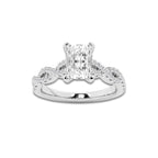 1.00 ctw Radiant Lab-Grown Diamond Twisted Shank Engagement Ring in 14K White Gold for Women | E Color, VS1 Clarity, Not Certified 0.75 ct Center Diamond