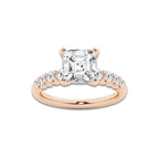 3.54 ctw Asscher Lab-Grown Diamond Side Stone Engagement Ring in 14K Rose Gold for Women | Colorless D, VVS1 Clarity, IGI Certified 3.00 Ct Center Diamond