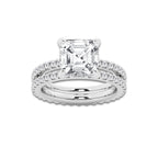 5.22 ctw Asscher Lab-Grown Diamond Double Row Diamond Engagement Ring in Platinum for Women | Colorless E, VS1 Clarity, IGI Certified 4.00 ct Center Diamond