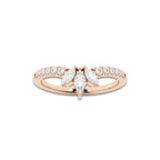 Surreal 2/5 ctw Round and Marquise Lab Grown Diamond Chevron Stackable Ring 14K Rose Gold, DE, VS1