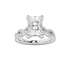 2.25 ctw Radiant Lab-Grown Diamond Twisted Shank Engagement Ring in 14K White Gold for Women | D Color, VVS1 Clarity, IGI Certified 2.00 ct Center Diamond