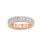 Rose 5 ctw Emerald and Oval Lab Grown Diamond Eternity Band - 5.2mm Width 14K Rose Gold, DE, VS1