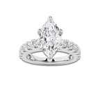 3.00 ctw Marquise Lab-Grown Diamond Split-Prong Set Side Stone Engagement Ring in Platinum for Women | Colorless D, VVS1 Clarity, IGI Certified 2.00 ct Center Diamond
