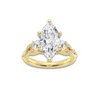 3.60 ctw Marquise Lab-Grown Diamond Side Stone Engagement Ring in 14K Yellow Gold for Women | Colorless D, VVS1 Clarity, IGI Certified 3.00 ct Center Diamond