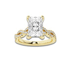 5.29 ctw Radiant Lab-Grown Diamond Twisted Shank Engagement Ring in 14K Yellow Gold for Women | D Color, VVS1 Clarity, IGI Certified 5.00 ct Center Diamond