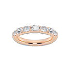 Kinsley 1 2/5 ctw Emerald and Oval Lab Grown Diamond Alternating Seven-Stone Anniversary Band 14K Rose Gold, DE, VS1
