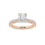 Eleanor 1 1/3 ctw Asscher Lab Grown Diamond Station Engagement Ring 14K Rose Gold, D, VVS | IGI Certified, 1 ct Center