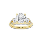 1.23 ctw Round Lab-Grown Diamond Side Stone Engagement Ring in 14K Yellow Gold for Women | Colorless E, VS1 Clarity, IGI Certified 0.75 ct Center Diamond