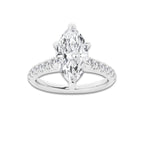 2.41 ctw Marquise Lab-Grown Diamond Pave Engagement Ring in Platinum for Women | D Color, VVS1 Clarity, IGI Certified 2.00 ct Center Diamond