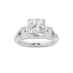 2.62 ctw Cushion Lab-Grown Diamond Side Stone Engagement Ring in 14K White Gold for Women | Colorless D, VVS1 Clarity, IGI Certified 2.00 ct Center Diamond