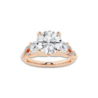 1.98 ctw Round Lab-Grown Diamond Side Stone Engagement Ring in 14K Rose Gold for Women | Colorless D, VVS1 Clarity, IGI Certified 1.50 ct Center Diamond