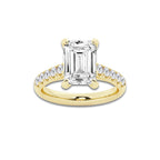 4.43 ctw Emerald Lab-Grown Diamond Pave Engagement Ring in 14K Yellow Gold for Women | D Color, VVS1 Clarity, IGI Certified 4.00 ct Center Diamond