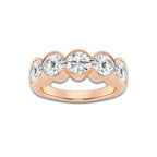 Colette 3 ctw Round Lab Grown Diamond Half Bezel Five Stone Anniversary Band 14K Rose Gold, DE, VS1