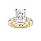 8.00 ctw Radiant Lab-Grown Diamond Split-Prong Set Side Stone Engagement Ring in 14K Yellow Gold for Women | Colorless E, VS1 Clarity, IGI Certified 7.00 ct Center Diamond
