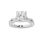 3.79 ctw Cushion Lab-Grown Diamond Twisted Shank Engagement Ring in 14K White Gold for Women | D Color, VVS1 Clarity, IGI Certified 3.50 ct Center Diamond