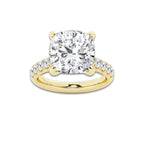8.55 ctw Cushion Lab-Grown Diamond Pave Engagement Ring in 14K Yellow Gold for Women | E Color, VS1 Clarity, IGI Certified 8.00 ct Center Diamond