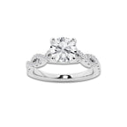 1.00 ctw Round Lab-Grown Diamond Twisted Shank Engagement Ring in Platinum for Women | E Color, VS1 Clarity, Not Certified 0.75 ct Center Diamond