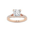 8.66 ctw Asscher Lab-Grown Diamond Split Shank Side Stone Engagement Ring in 14K Rose Gold for Women | Colorless E, VS1 Clarity, IGI Certified 8.00 ct Center Diamond