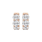 10 ctw Round Lab Grown Diamond Huggie Hoop Earrings 18K Rose Gold, E, VS1